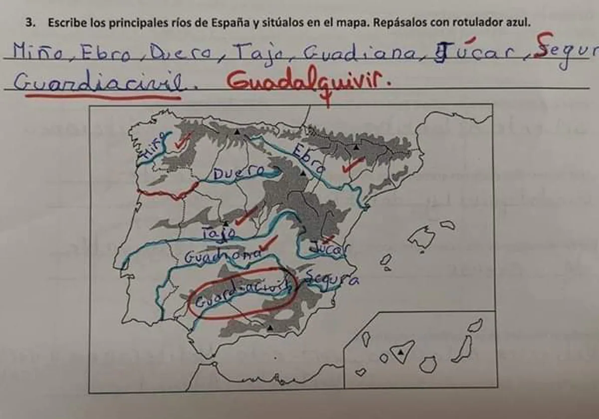 Detalle de la contestación del joven en la prueba