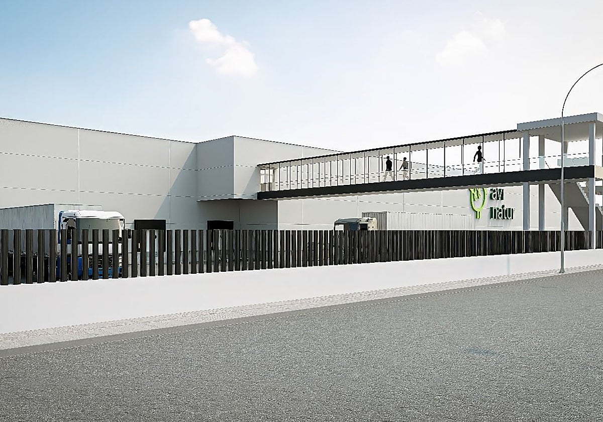 Recreación del exterior de la fábrica