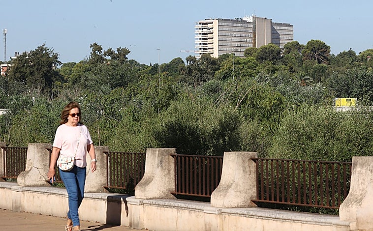 Imagen principal - Arriba, el Hospital Provincial, uno de los conjuntos más altos de la ciudad. Debajo, a la izquierda, el edificio de usos múltiples. A la derecha, bloque de viviendas en Fuente de la Salud