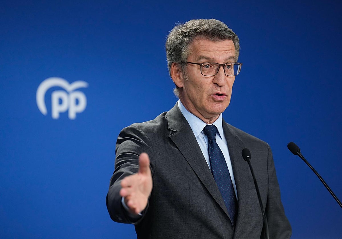 Alberto Núñez Feijóo compareciendo este viernes en Génova tras la ruptura con Vox