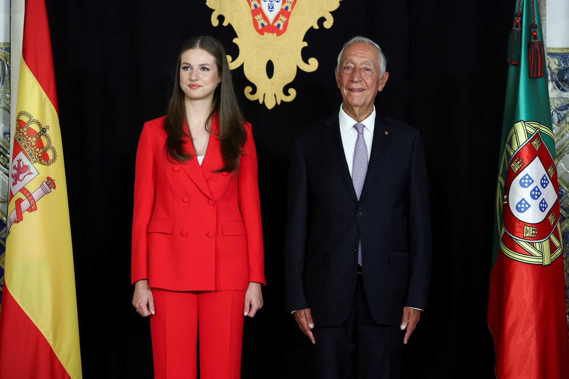 La Princesa Leonor y el presidente de la República Portuguesa, Marcelo Rebelo de Sousa.