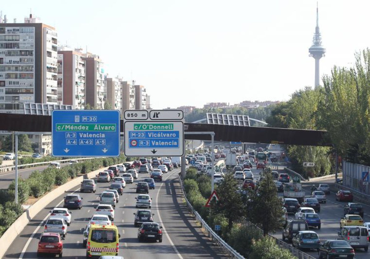 Atasco en la M-30, en Madrid