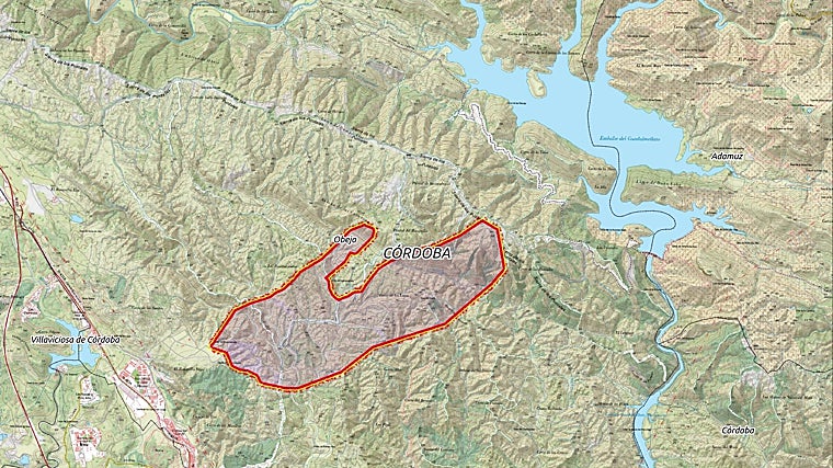 Perímetro del incendio en las primeras horas del viernes pasado