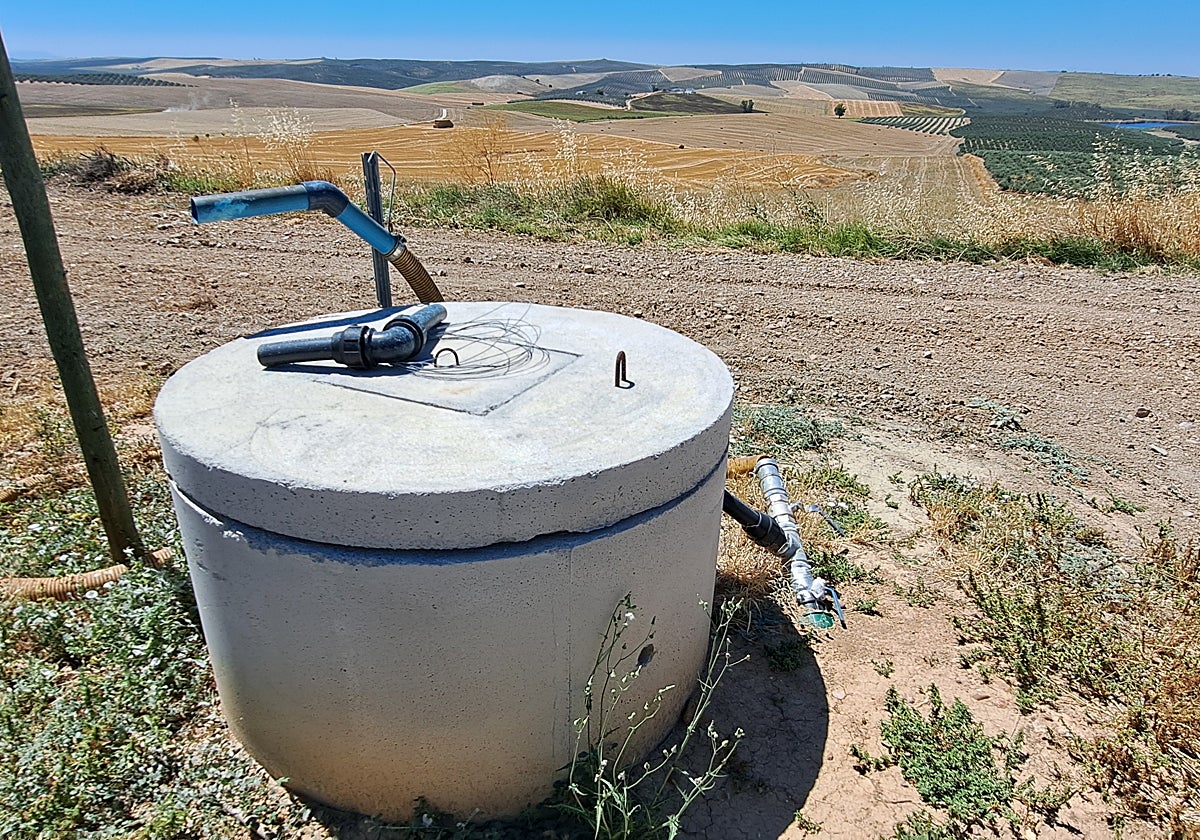 Uno de los pozos intervenidos en la finca de olivar de la Campiña de Córdoba