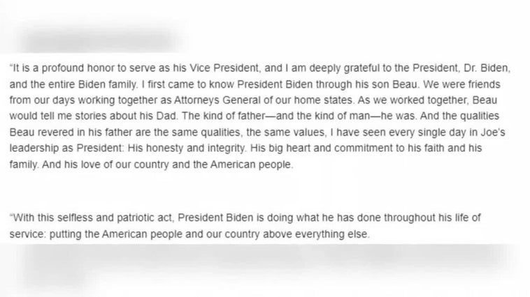 Kamala Harris agradece a Biden su apoyo y confirma que quiere ser candidata