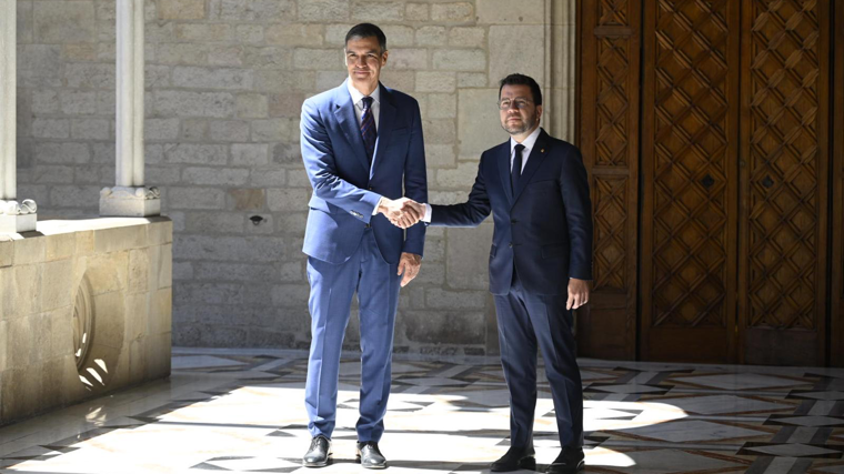 Sánchez y Aragonès, antes de la reunión, hoy