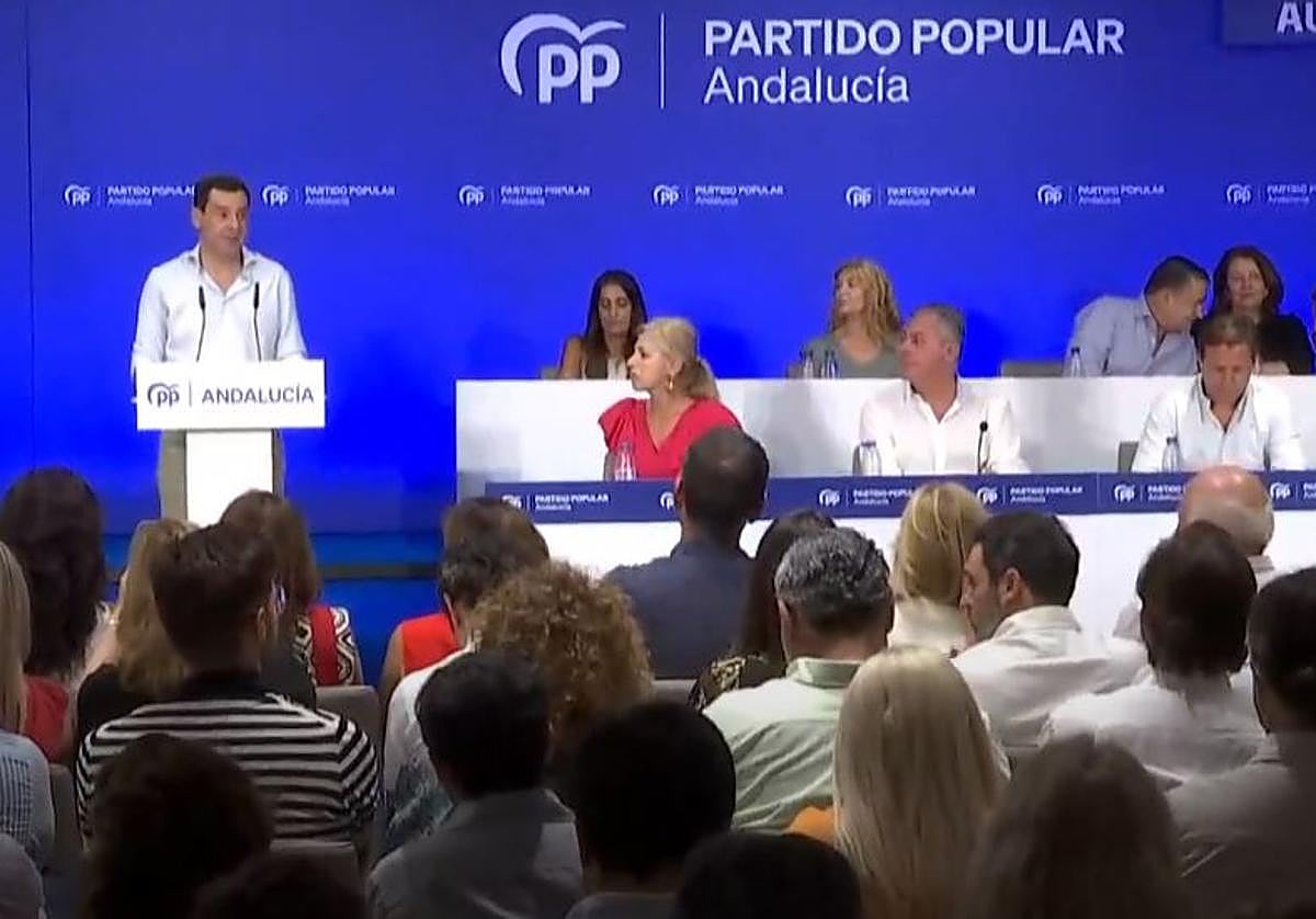 Moreno, durante su intervención en el Comité Ejecutivo del PP en Andalucía