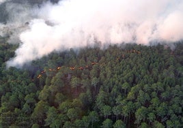 Más de 60 medios siguen trabajando en el incendio provocado de El Hornillo, con evolución «favorable»