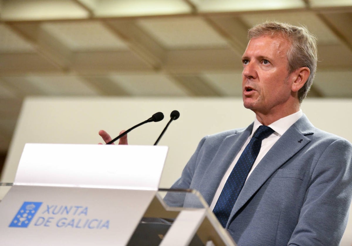 El presidente de la Xunta, Alfonso Rueda, el lunes, durante la celebración del Consello