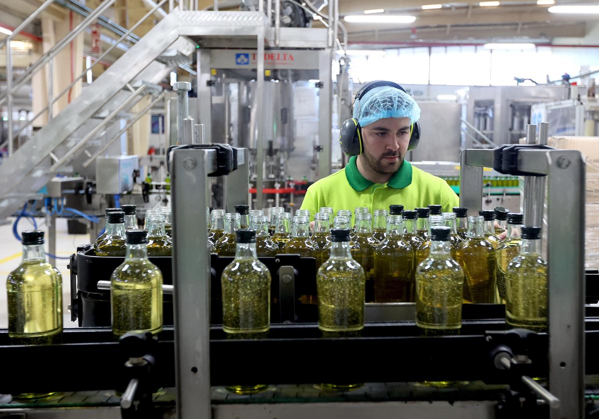 Un trabajador de la planta de Deoleo en Alcolea