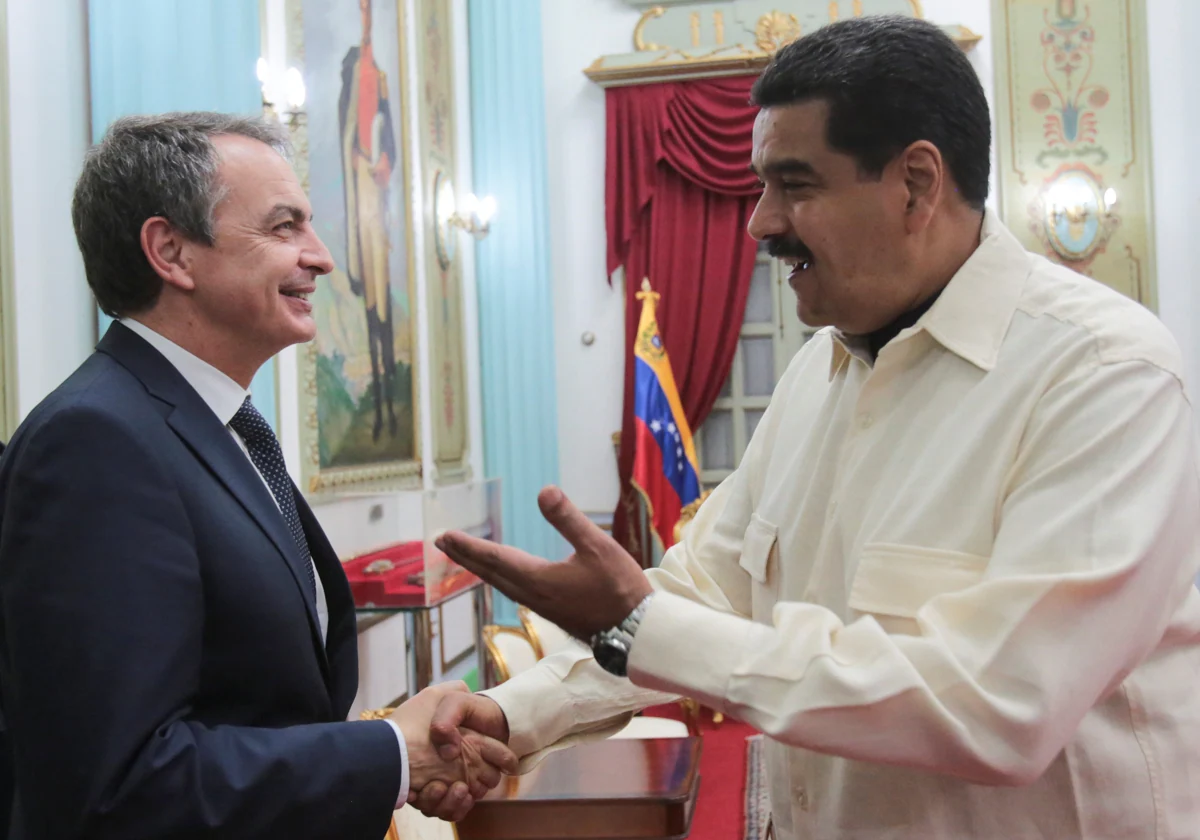 José Luis Rodríguez Zapatero y Nicolás Maduro, durante un encuentro en el Palacio de Miraflores