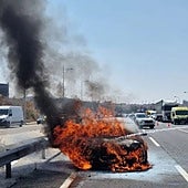Se incendia un coche a la altura de Luz del Tajo por las altas temperaturas