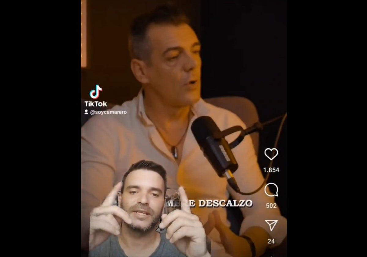 Imagen de los dos influencers, arriba Bandera Luna en un vídeo y abajo Jesús Soriano durante su réplica en redes sociales