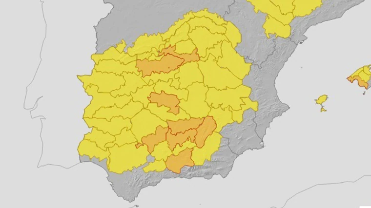 Mapa de avisos de la Aemet para este miércoles