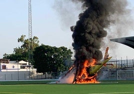 Así fue el impactante incendio de un helicóptero del 061 al despegar con un paciente dentro