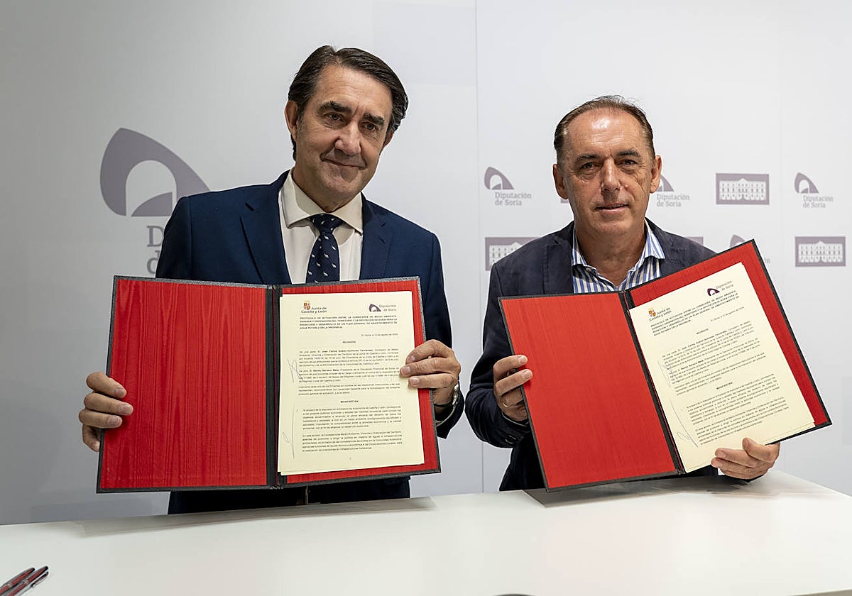 Suárez-Quiñones firma el protocolo  de Abastecimiento de Agua Potable con la Diputación de Soria