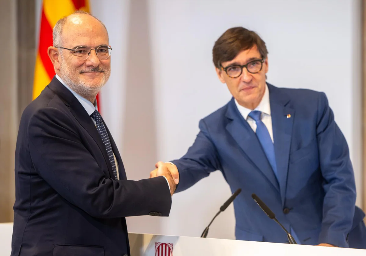 Jaume Duch y el presidente de la Generalitat de Catalunya, Salvador Illa