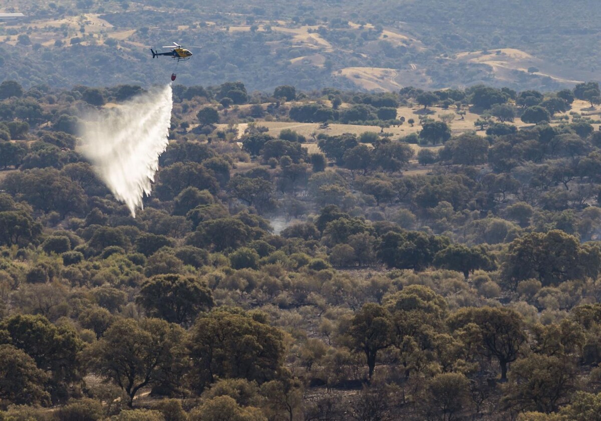 Un helicóptero en el incendio la pasada semana