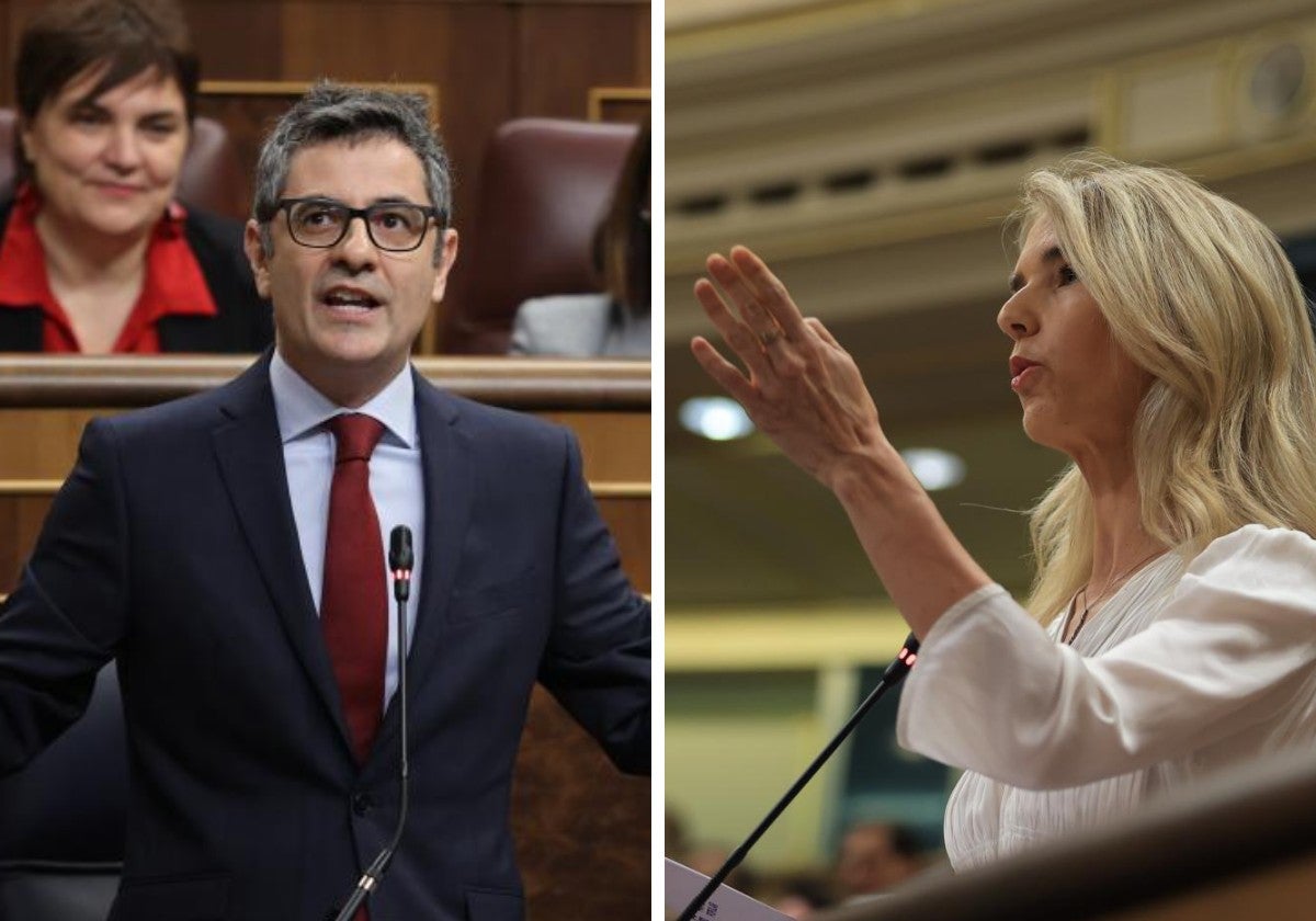 El ministro de Presidencia y Justicia, Félix Bolaños, y la diputada del PP Cayetana Álvarez de Toledo