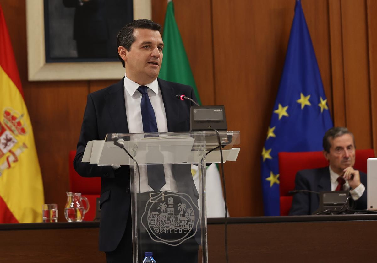 El alcalde, José María Bellido, durante su intervención en el Debate del Estado de la Ciudad