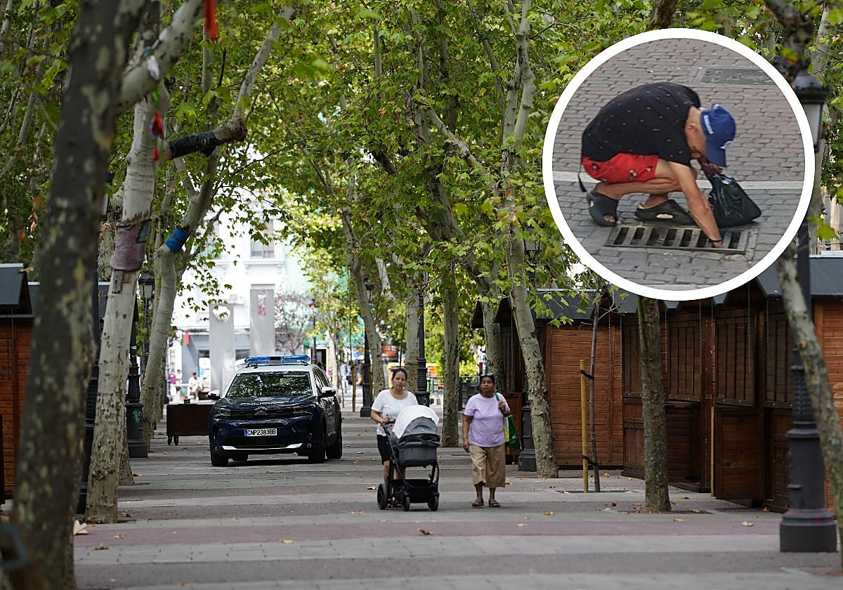 Un coche de Policía Nacional patrulla por el bulevar de Vallecas