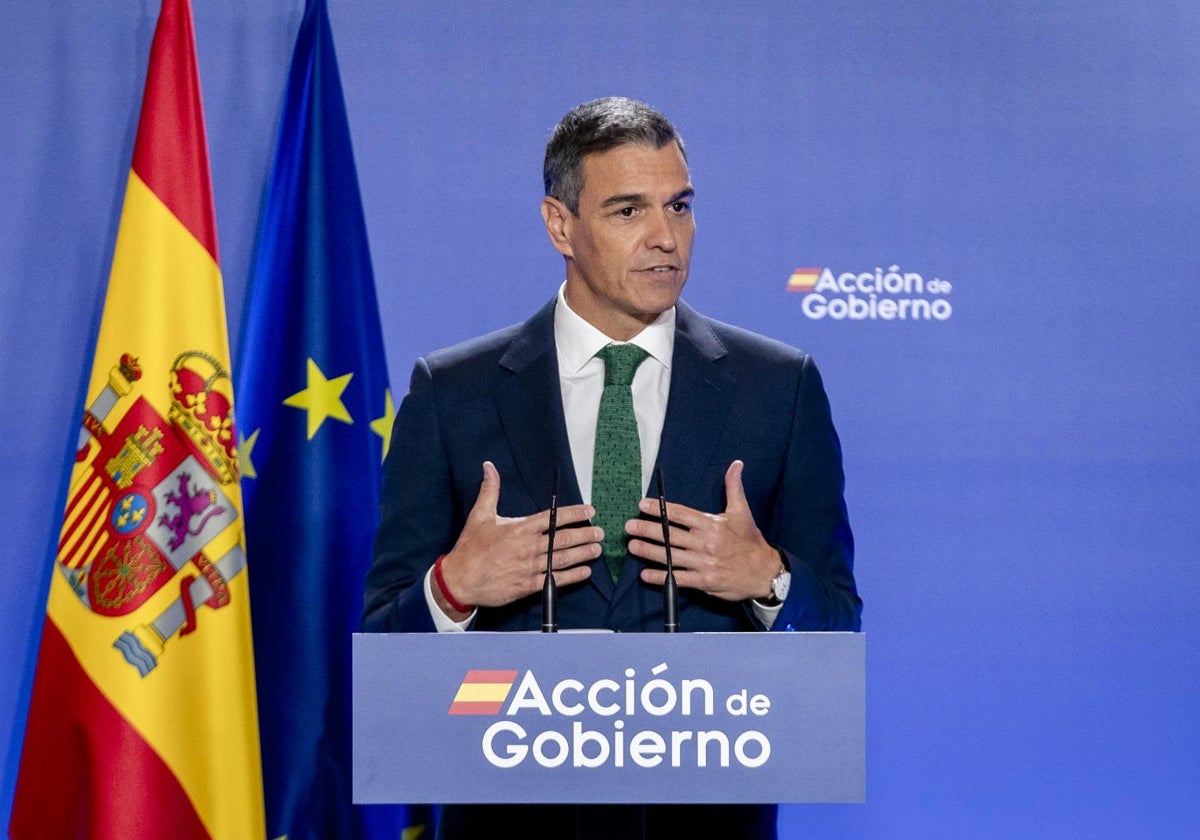 Sánchez, durante su comparecencia de este miércoles