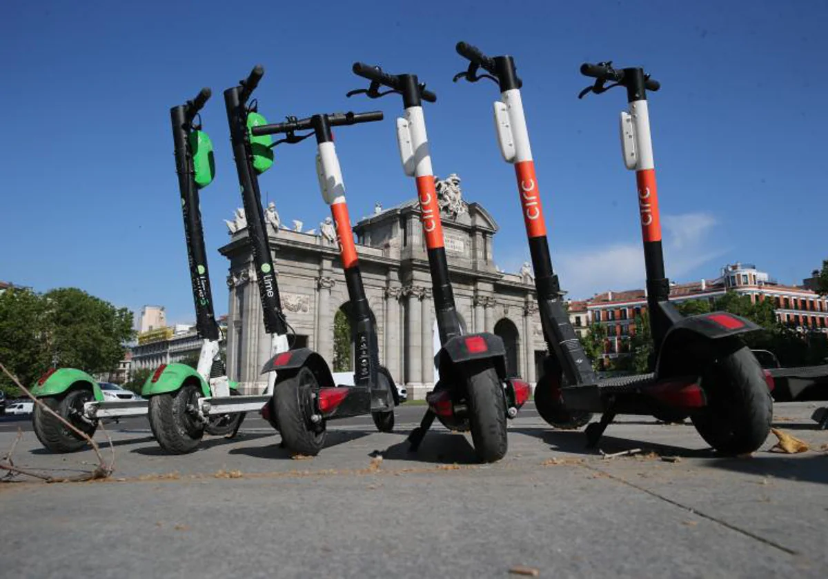 Patinetes eléctricos en el centro de Madrid