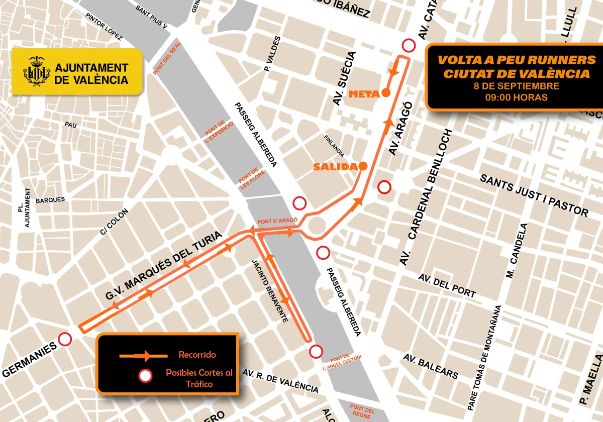 Mapa del recorrido de la Volta a Peu Runners Ciutat de València