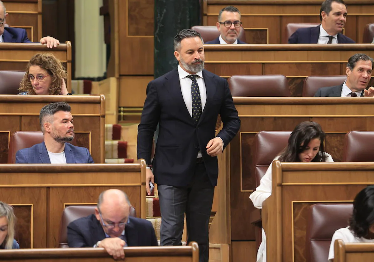 El líder de Vox, Santiago Abascal, el miércoles en el Congreso