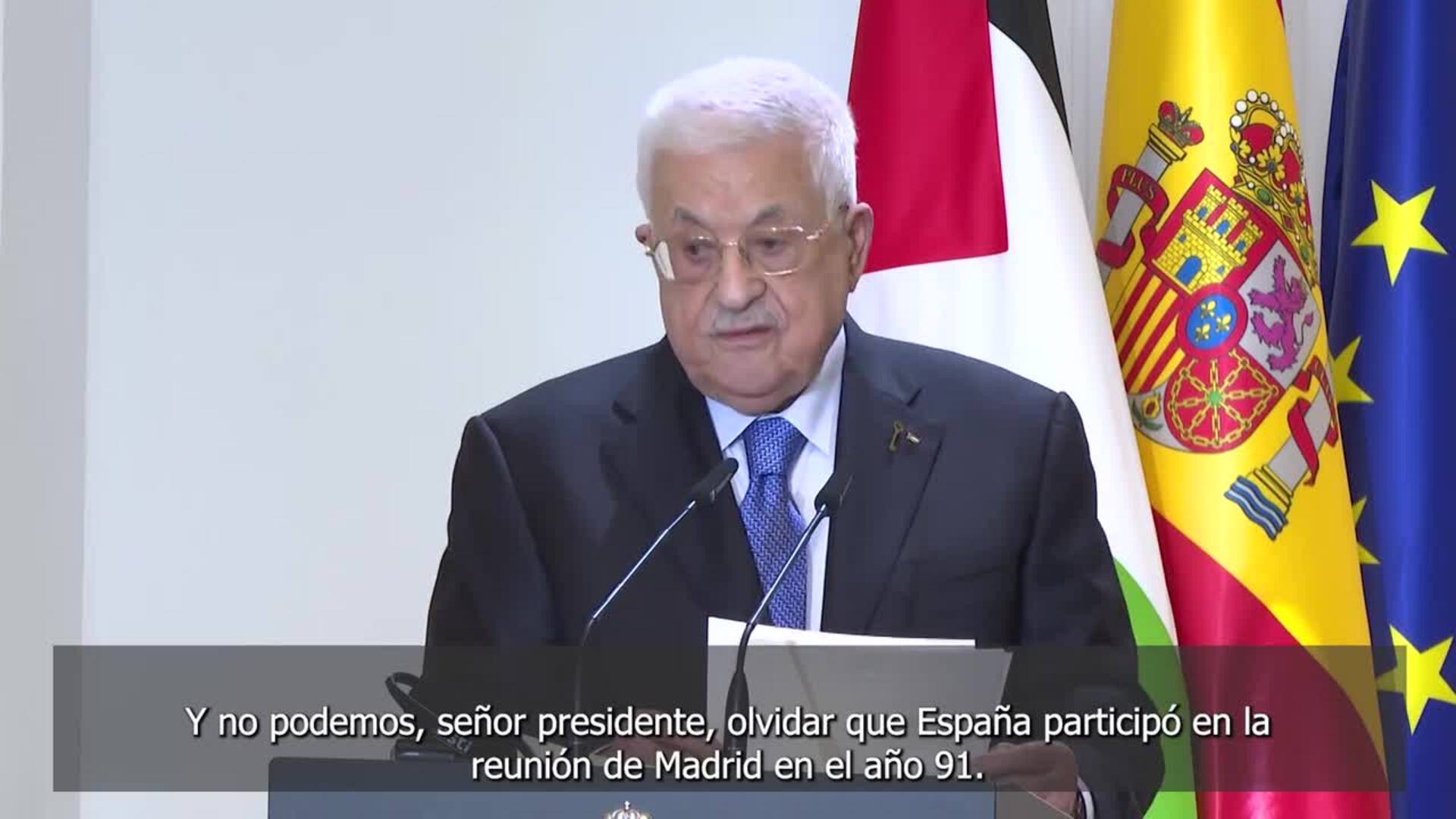 Abbas pide junto a Sánchez que se celebre una segunda conferencia de paz en Madrid