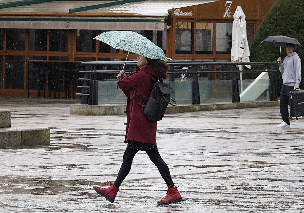 Un día de lluvia en Ponferrada en una imagen de archivo