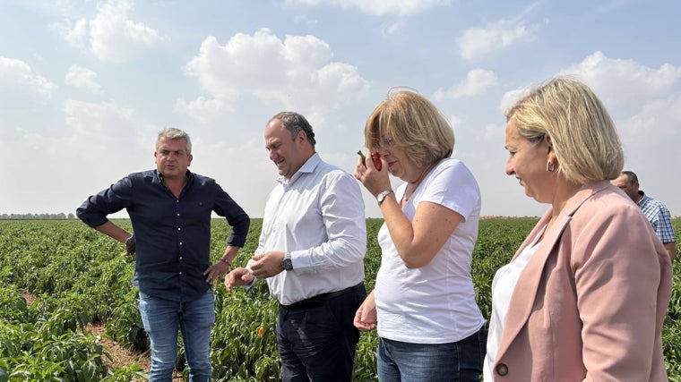 Julián Martínez Lizán durante la visita que ha realizado a la la Sociedad Agraria de Transformación Campos, en Cinco Casas (Cuenca)