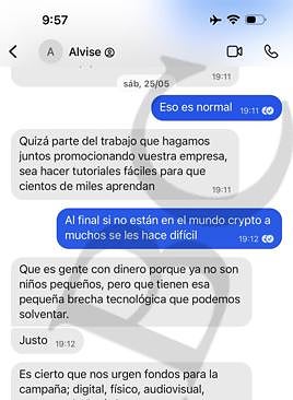 Imagen - Alvise Pérez al empresario que le pagó: «En cash es irrastreable, sí»