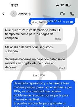 Imagen - Alvise Pérez al empresario que le pagó: «En cash es irrastreable, sí»