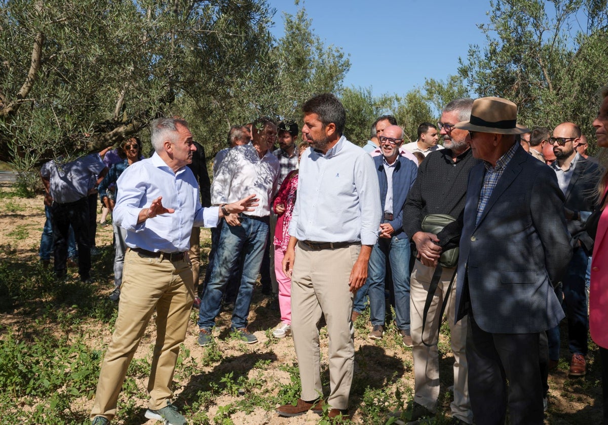 Imagen de archivo del presidente de la Generalitat Valenciana, Carlos Mazón, con agricultores