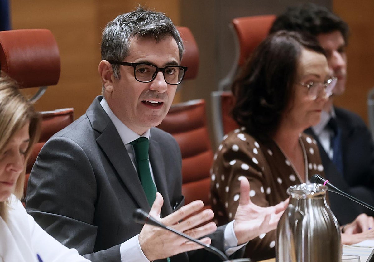 El ministro Bolaños, en la Comisión de Justicia del Senado, este miércoles