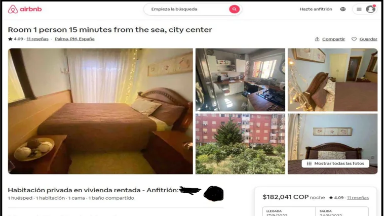 Captura del anuncio del piso en Airbnb