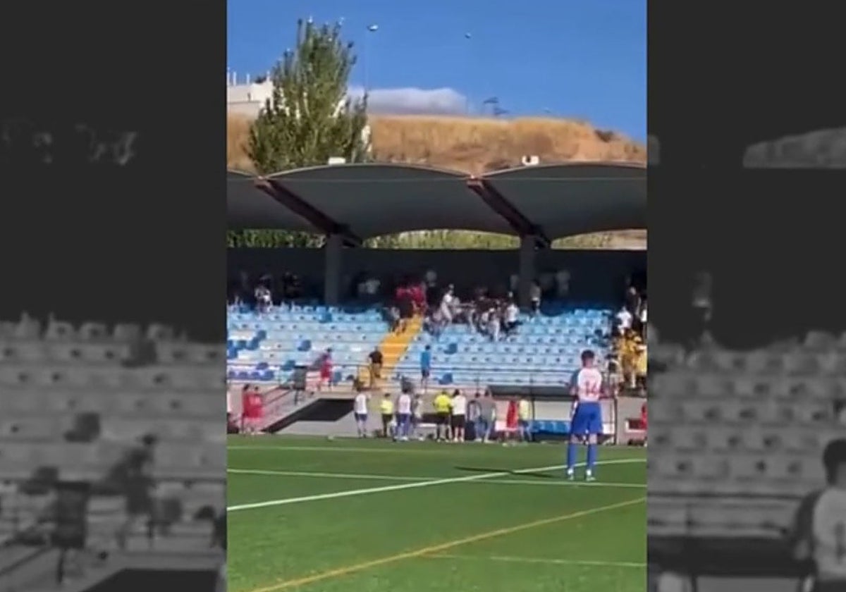 Captura del vídeo que recoge los incidentes en el partido celebrado en Granada