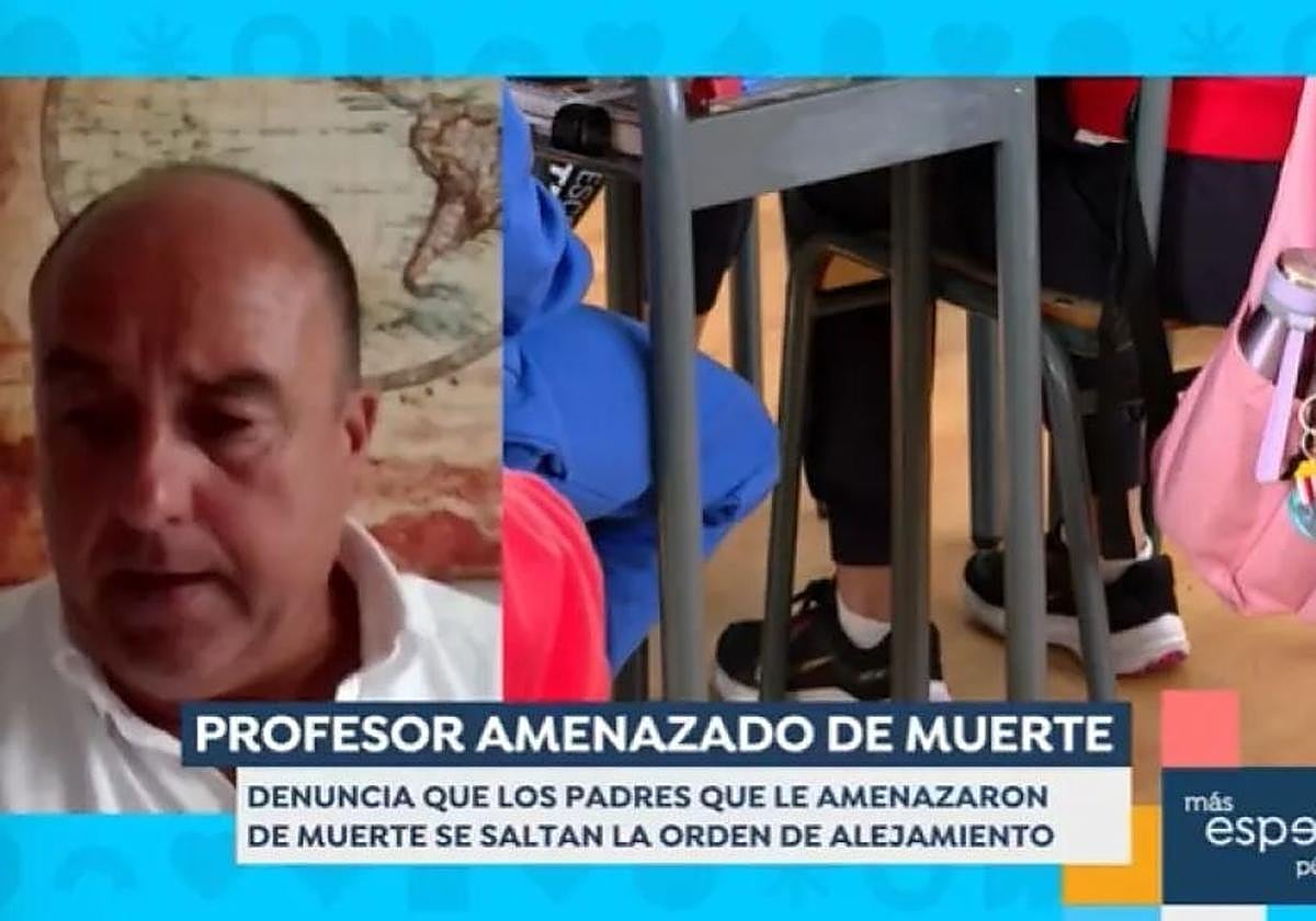 El profesor que denuncia amenazas, durante su paso por 'Espejo Público'