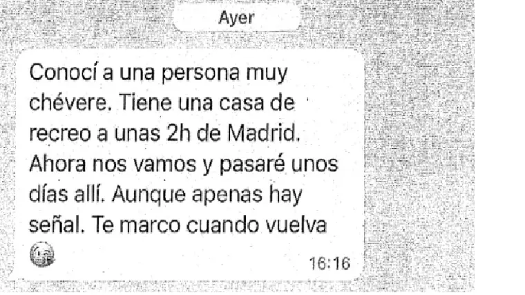 El mensaje enviado por el sospechoso a una amiga de Ana tras matarla