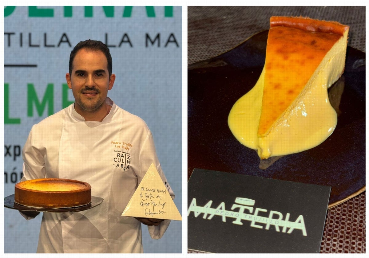 Pedro Trujillo con su tarta de queso ganadora en el VI Congreso Culinaria