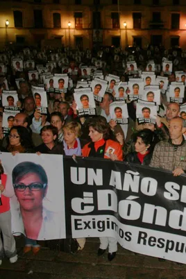 Manifestación para apoyar la búsqueda de Ángeles Zurera tras el primer año de su desaparición