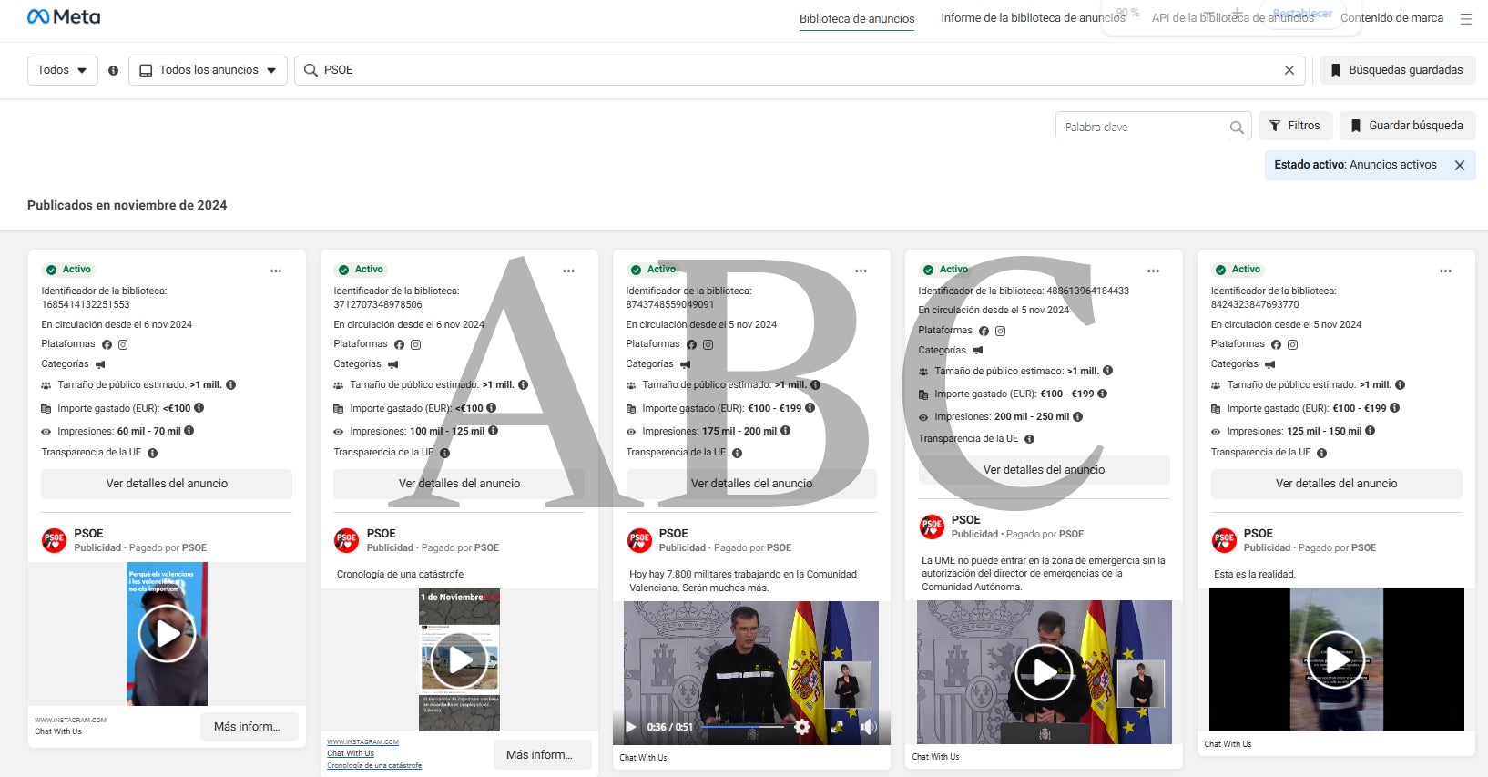 Imagen secundaria 2 - El PSOE gasta dinero en campañas de redes sociales para criticar la gestión de la DANA de Mazón y después las borra