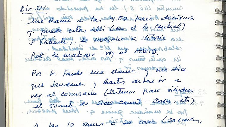 Día siguiente al asalto, cuando Manglano anota que acudió al Cesid