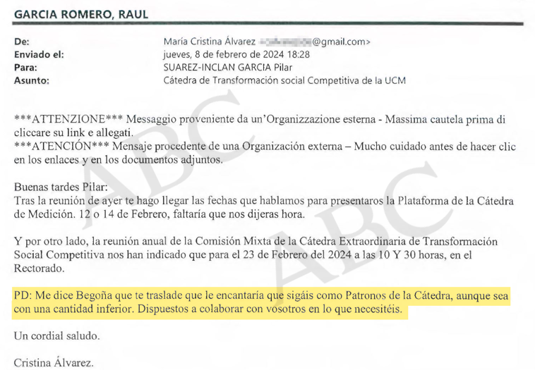 Imagen - El &#039;whatsapp&#039; que prueba que la asesora de Moncloa trabajaba para los negocios de Begoña Gómez