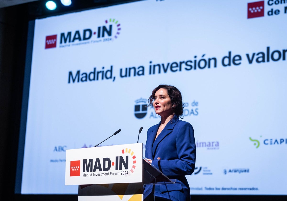 Isabel Díaz Ayuso, presidenta de la Comunidad de Madrid, durante su intervención