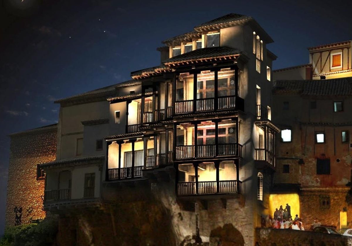 La iluminación ornamental de las Casas Colgadas se renueva por 55.000 euros y será más eficiente