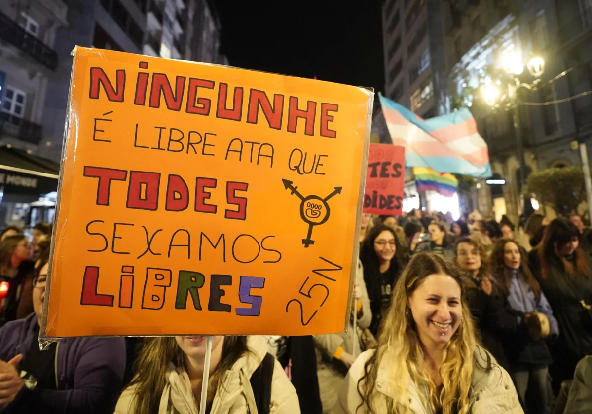 Imagen de la manifestación este lunes en Vigo