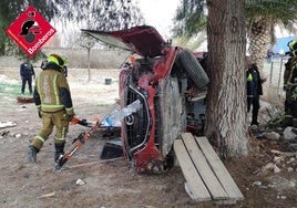 Un muerto y dos heridos al salirse de la vía un coche y chocar contra un árbol en la A-31 en Petrer