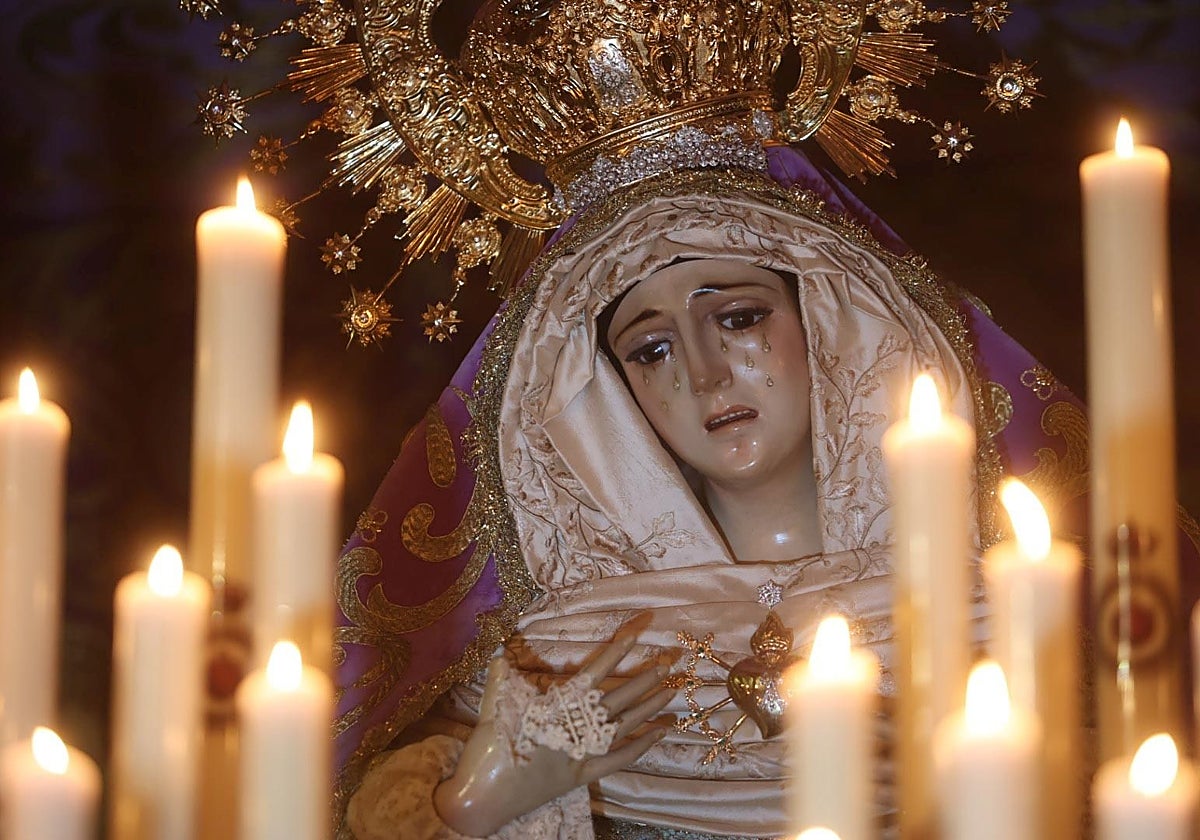 La Virgen de las Lágrimas, en la basílica de San Pedro el pasado Miércoles Santo